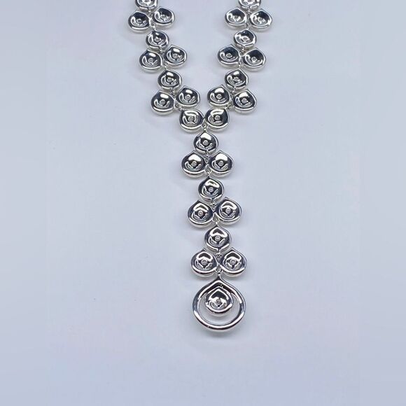 Y-drop crystal-dusted double chain necklace - Picture 6 of 15